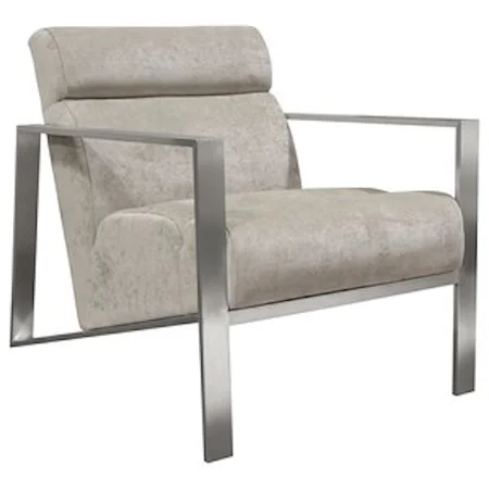 Contemporary Accent Chair with Brushed Stainless Steel Frame